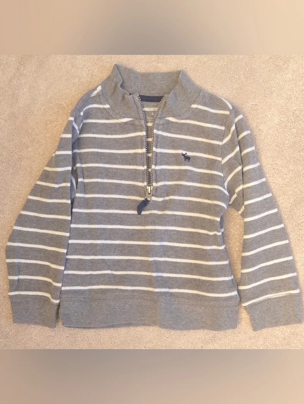 Carter's Gray and White Striped Zip-Up Sweater